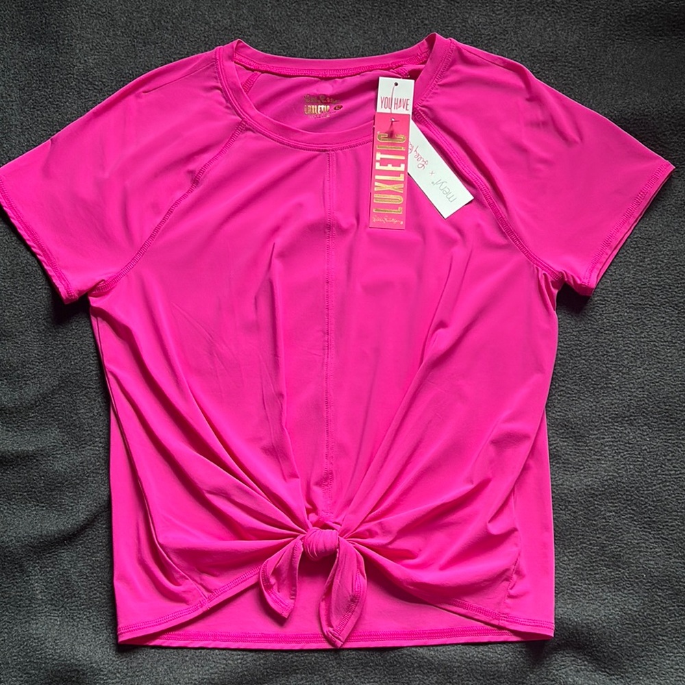 Lilly Pulitzer Pink Tie-Front Luxletic top